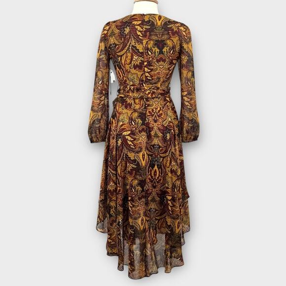 NWT Vince Camuto Paisley Print Asymmetric Hem Midi Dress PS Boho Fall Holiday - Picture 10 of 15